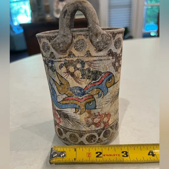 Vintage handmade style South American fish pottery bag vase. GUC! - Picture 4 of 6